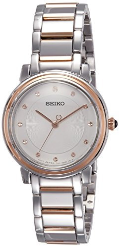 SEIKO QUARTZ LADIES TWO TONE ROSE WHITE DIAL BRACELET WATCH