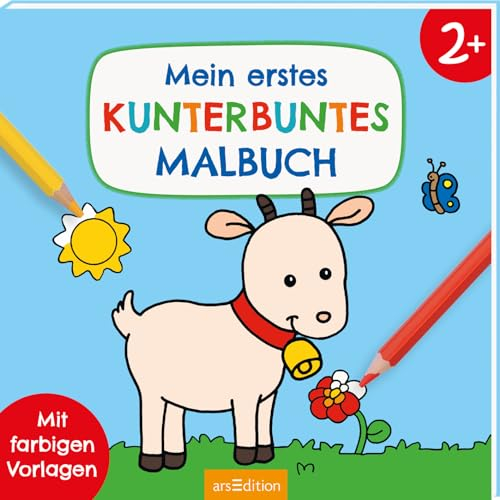 Mein erstes kunterbuntes Malbuch ab 2: Mit farbigen Vorlagen | Erstes Ausmalen mit einfachen Motiven (Malbuch ab 2 Jahren)