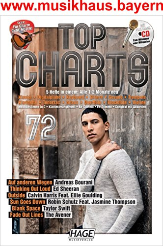 Top Charts 72 mit CD: Die 6 besten und aktuellsten Hits in einer Ausgabe!