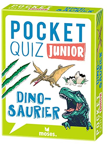 Moses. Pocket Quiz Junior – Dinosaurier, Das Kinderquiz für Dino-Fans mit 100 Fragen und Fakten rund um die Urzeitgiganten T-Rex, Stegosaurus und Co., Für Kinder ab 8 Jahren