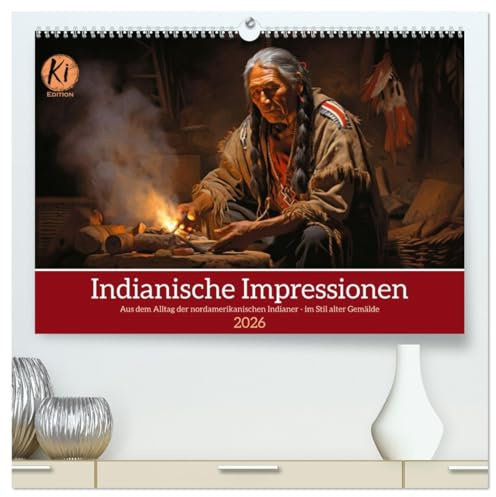 Indianische Impressionen (hochwertiger Premium Wandkalender 2026 DIN A2 quer), Kunstdruck in Hochglanz: Ewige Weisheit - eine Hommage an das Leben der nordamerikanischen Indianer (CALVENDO Menschen)