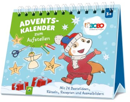 Bobo Siebenschläfer Adventskalender zum Aufstellen: Mit 24 Bastelideen, Rätseln, Rezepten und Ausmalbildern für Kinder ab 3 Jahren
