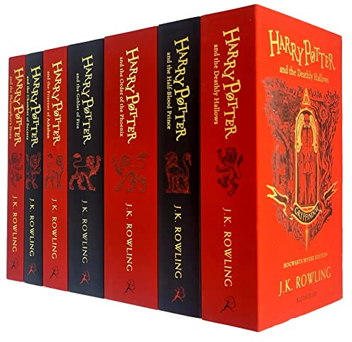 Harry Potter Gryffindor Edition Series Collection 7 Books Set By J.K. Rowling (Philosopher's Stone, Chamber of Secrets, Prisoner of Azkaban, Goblet of Fire, Order of The Phoenix & More)