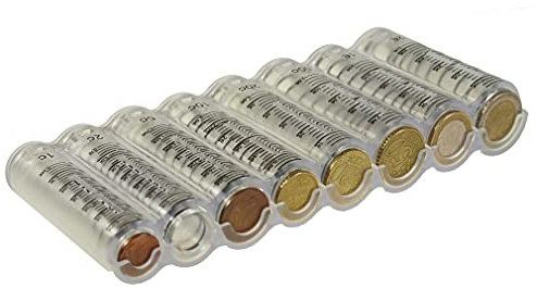 Geldwechsler 380-05B, durchsichtig für Schaffnerbörse mit Skalierung. Geldzähler Münzen als Spardose oder für Gastronomie. Finden Sie die gesuchte Euro Münze im Münzsortierer sofort