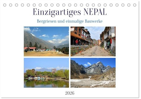 Einzigartiges NEPAL (Tischkalender 2026 DIN A5 quer), CALVENDO Monatskalender: Bilder von grandiosen Bergen des Himalaya und einer großartigen Architektur. (CALVENDO Orte)