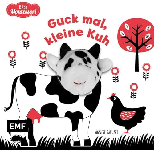 Kontrastbuch für Babys mit Fingerpuppe: Guck mal, kleine Kuh: Pappbilderbuch zur spielerischen Förderung des Seh- und Wahrnehmungsvermögens von Babys und Kleinkindern nach Montessori