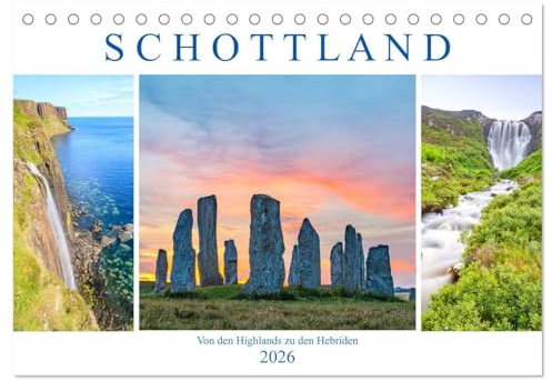 Von den Highlands zu den Hebriden (Tischkalender 2026 DIN A5 quer), CALVENDO Monatskalender: Schottlands mystische Landschaften und türkisblaue Küsten. (CALVENDO Orte)