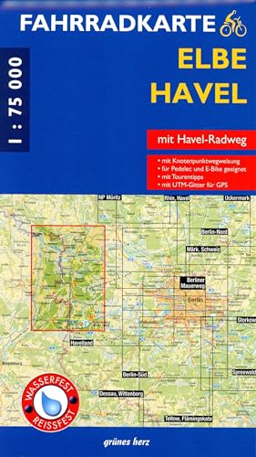 Fahrradkarte Elbe, Havel: mit Havel-RadwegMaßstab 1:75.000. Wasser- und reißfest.: mit Havel-RadwegMaßstab 1:75.000. Wasser- und reißfest. (Fahrradkarten)