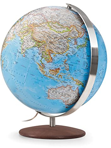 Fusion 3001 Classic: National Geographic Fusion 3001 classic: Leuchtglobus 30 cm, klassische Kartografie von National Geographic, Edelstahlmeridian, Echtholzfuß (Klassischer Globus)