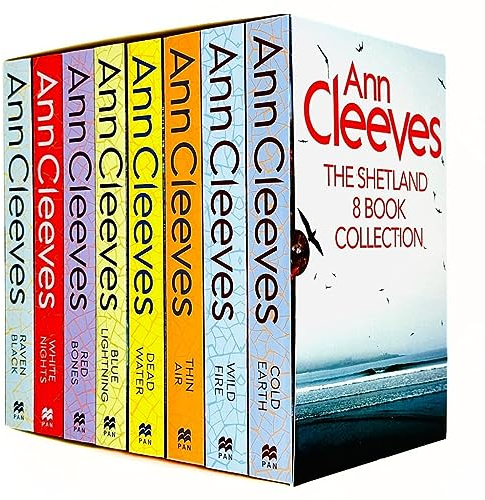 Ann Cleeves Shetland Series 8 Books Collection Set (Raven Black, White Nights, Red Bones, Blue Lightning, Dead Water, Thin Air, Cold Earth, Wild Fire)
