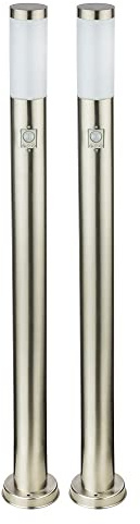 etc-shop 2er Set Außen Steh Leuchten Edelstahl Design Garten Weg Beleuchtung Lampen Bewegungsmelder