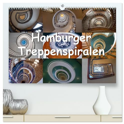 Hamburger Treppenspiralen (hochwertiger Premium Wandkalender 2026 DIN A2 quer), Kunstdruck in Hochglanz: Hamburger Treppenspiralen von unten und oben (CALVENDO Orte)