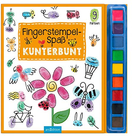 Fingerstempel-Spaß – Kunterbunt: Mit 9 Stempelfarben | Kreatives Malbuch mit Stempelkissen ab 4 Jahren