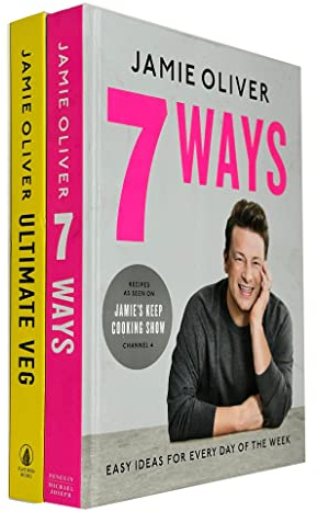 Juego de 2 libros de la colección Jamie Oliver, tapa dura (Veg: comidas fáciles y deliciosas para todos, como se ve en Comidas sin carne y 7 formas de Channel 4: ideas fáciles para sus ingredientes f