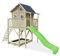 EXIT Toys Crooky 750 Holzspielhaus für Draußen - Sandkasten, extra großer Rutsche und Veranda - Gartenhaus aus Holz für Kinder mit wasserdichtem Dach - 100% FSC Zedernholz - 444x184x281cm - Graubeige