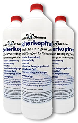 PandaCleaner Scherkopfreiniger 2.0 3er-Set 3000ml - Nachfüllflüssigkeit für Reinigungskartuschen | Die günstige Alternative | Geeignet für Braun CCR & handelsübliche Kartuschen