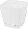Pot de fleur Toscana en plastique carré 17 cm avec soucoupe, en blanc