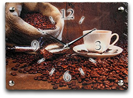 Kreative Feder Designer-Wanduhr aus Stein (Beton) mit flüsterleisem Funkuhrwerk - Kaffee
