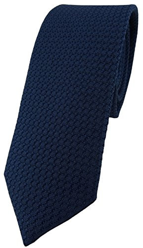 Blick. elementum - Seidenkrawatte Garza in marine navy dunkelblau schwarzblau Uni gemustert - Krawatte 100% pure Seide