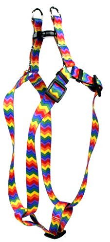 Yellow Dog Design Hundegeschirr, Regenbogen-Zickzackmuster, mittelgroß, 1,9 cm breit, passend für Brustumfang von 38,1 cm bis 63,5 cm