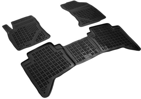AZUGA 3D Gummi Fußmatten für Toyota Hilux Double Cab ab 7/2016 | rutschfest, wasserdicht, passgenau, TPE Gummimatten, hoher Rand Automatten, AZ10300315