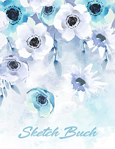 Sketch Buch: Blumen Muster Aquarell Wasserfarben Effekt Cover | Zeichenbuch Skizzenbuch Journal & Notizbuch | 150 seiten A4 | zum Zeichnen, Malen, Skizzieren und Kritzeln