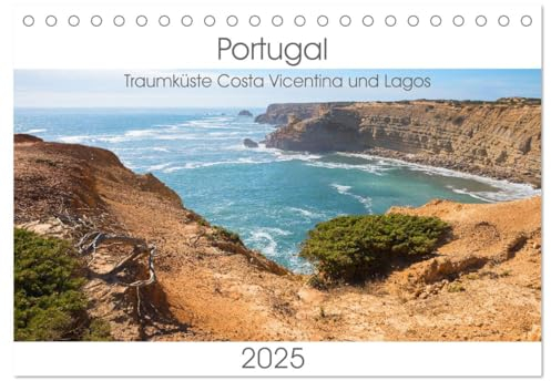 Portugal - Traumküste Costa Vicentina und Lagos (Tischkalender 2025 DIN A5 quer), CALVENDO Monatskalender: Landschaften in der Küstenregion rund um Carrapateira und Lagos