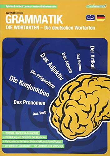 mindmemo Lernfolder - Die deutschen Wortarten lernen deutsche Grammatik verständlich erklärt Lernhilfe kompakt Zusammenfassung PremiumEdition foliert ... foliert DIN A4 6 Seiten plus Abhefter