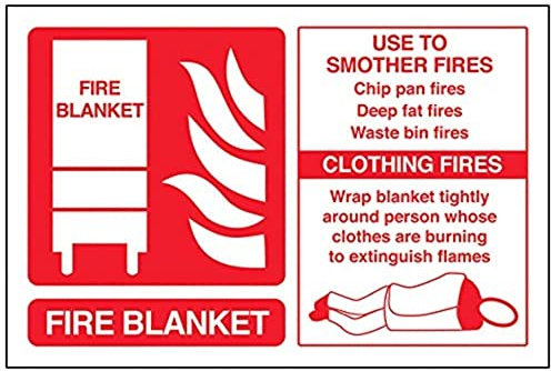 vsafety 11020 al-r cartello estintore, Coperta antincendio id, Plastica rigida, paesaggio, 150 mm x 100 mm, colore: rosso