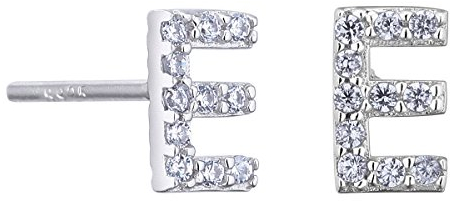 VIKI LYNN Initiale Ohrringen Buchstabe Alphabet Ohrstecker 925 Sterling Silber und Zirkonia für Mädchen Frauen