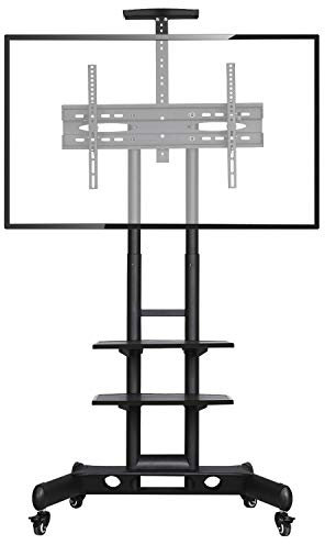 Yaheetech Mobile TV Stand on Wheels with 3-Tier Shelves, Height Adjustable Rolling TV Trolley Cart for 32 to 75 inch LCD/LED Flat Screens, Up to 50kg, Max.VESA 600(w) mmx400(h) mm