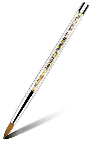Aokitec Kolinsky Acrylic Nail Brush #14 Sable Acrylic Brush Wood Nail Art Brush for Acrylic Application Polygel Brush Nail Art Manicure Tool