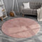 TT Home Wohnzimmer Teppich Hochflor Langflor Kunstfell Weich Modern Unifarben Flauschig, Farbe: Rosa Pink, Größe:200 cm Rund