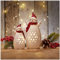 com-four® 2X LED Schneemann als dekorative Beleuchtung - Lichterstatue - Weihnachtsfigur aus Keramik - LED-Beleuchtung mit Timer-Funktion als Stimmungslicht (02 Stück - Schneemann - Timer)