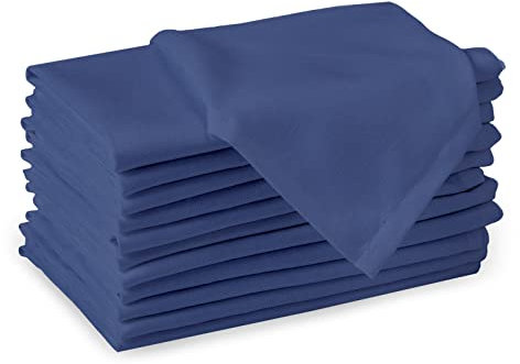 Encasa XO Baumwollstoffservietten | 12er-Set | Größe 43x43 cm | Cobalt Blue Volltonfarbe | Waschmaschinenfest