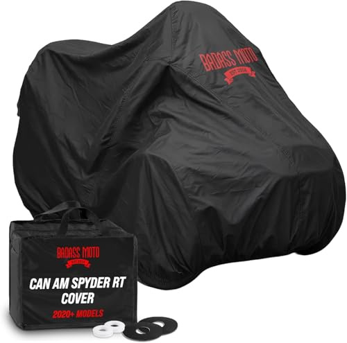 Badass Moto for Can Am Spyder Cover RT Limited. 2020-2024 Heavy Duty Cover for Waterproof Outdoor Storage Fits 2020-2024 Can Am Spyder RT Limited Accessories and Sea to Sky. Ultimate All Season Cover