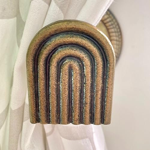 Art Deco - Gancho Sujeción Cortinas (latón envejecido, hierro y latón), Recoge Cortinas Pared