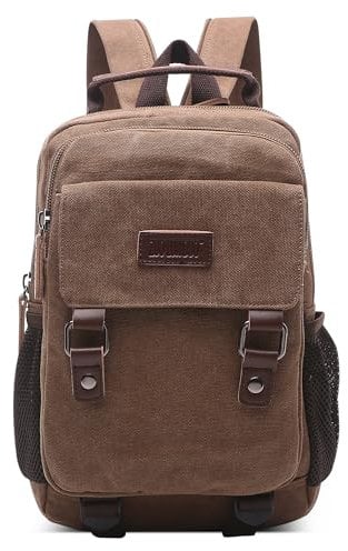 DEEVORCA Mode Canvas Rucksack Herren Elegant Tagesrucksack für 10.9 Zoll iPad Mehrere Taschen Schultertasche Lässig Daypacks Reisen Arbeit Schule Camping Täglich Leinwand Herren Rucksäcke Braun