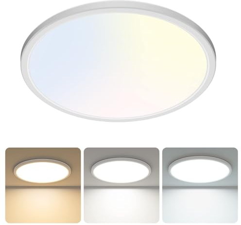 libtit 33cm Led Deckenleuchte 24W, Hell Deckenlampe 2400LM, (Warmweiss Neutralwei Kaltweiss), Flache Deckenlampe Wohnzimmer, Modern Dünn Küchenlampe Für Decke Schlafzimmer Bad Flur