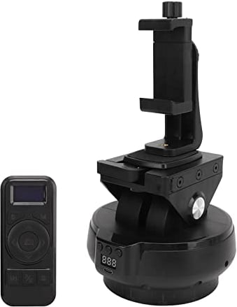 Motorized Rotating Panoramic Tripod Head, 2.4G Remote Control Pan Tilt Head Tripod with Remote Control and Mobile Phone Clip for DSLR Cameras, Camcorders, Smartphones, Tripod