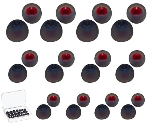 12 Pairs Silicone Earbud Tips, Replacement Earbuds with Portable Storage Box, Silicone Ear Bud Cover, Earbud Noise Isolation Cover for In-Ear Headphones, 3 Different Sizes (Grayish Red, S/M/L)