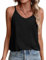 Zeagoo Sommer Top Damen Basic Casaul Spaghetti Top V-Ausschnitt Trägertop Elegant Loose Tank Top Schwarz XXL