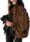 LLECDASEUI Giacca In Pelle Scamosciata Y2k Capispalla Marrone In Ecopelle Giacca Cropped Donne Autunno Moda 2025 Trendy Blazer Colorati (Marrone,M)