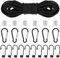 Zaxiva Gummiseil 8mm 15m schwarz, Elastisches Gummikordel,Gummischnur mit 10 Spiralhaken,Gummiseil elastische gummischnur für Anhängerplane,Camping,Planenspanner Seil Spannseil mit Haken Zubehör