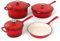 Kitchen Academy Enameled Cast Iron Cookware Sets - 7 Pieces Induction Hob Pans Set & Dutch Oven Sets, Ceramic Non Stick Pots and Pans Set, PFOA&PFOS-Free