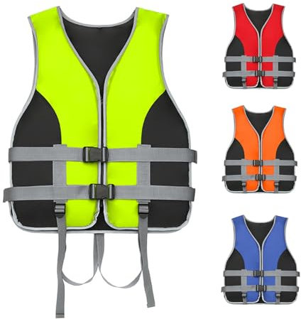 ZF YLYH Schwimmweste Erwachsene Unisex Auftriebsweste Tragbare Schwimmhilfe, Sommer Wassersport Rettungsweste mit Pfeife Sicherheitsjacke für Sup, Kajak, Angeln(Green,M)