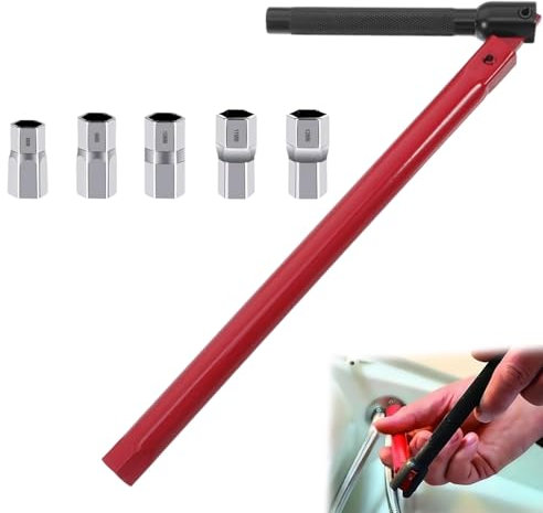 RJFUJP Tap Spanner Set, Comes with 5 Replaceable Nuts Ranging from 8-13mm, Replaceable Multifunctional Pipeline, Faucet Bathroom Back Nut Installation and Disassemble Tools Kit