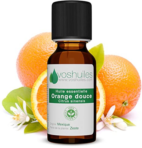 Voshuiles - Huile Essentielle Orange Douce Bio 20ml - Parfum Fruité et Frais - Nombreuses Vertus et Applications - Huiles Essentielles de Qualité - 100% Pure et Naturelle - HEBBD et Certifiée ECOCERT