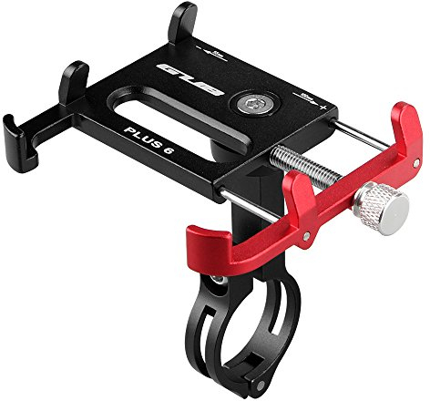 GUB Plus 6 Aluminum MTB Bicycle 3.5-6.2 Motorcycle Phone Holder Support GPS Mount for Bike Handlebar Accessories (Black-Red)