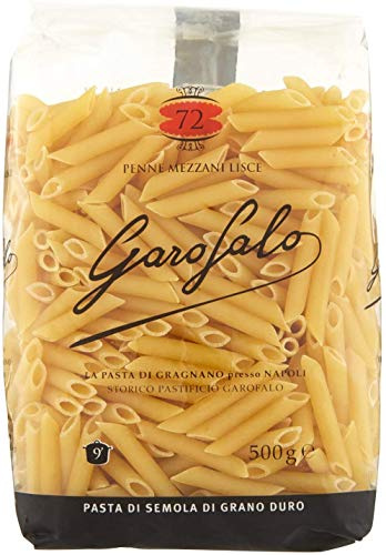 5x Garofalo Pasta di Gragnano IGP Penne Mezzani Lisce N° 72 Hartweizengrieß Pasta 100% Neapolitanische Pasta Kurze Pasta Packung mit 500g